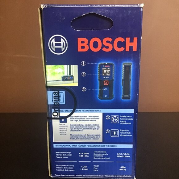 BOSCH GLM100-23 Blaze 100ft Laser Measure with Backlit Display 100' RANGE - Picture 2 of 9